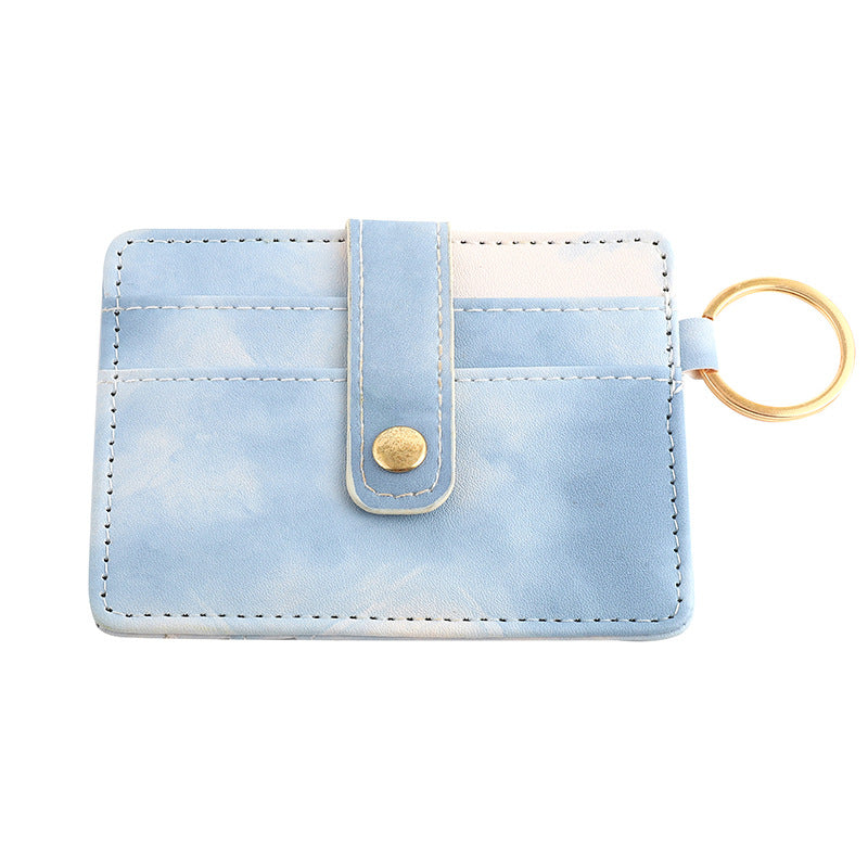 Wholesale PU Cow Pattern Solid Color Card Holder Keychain